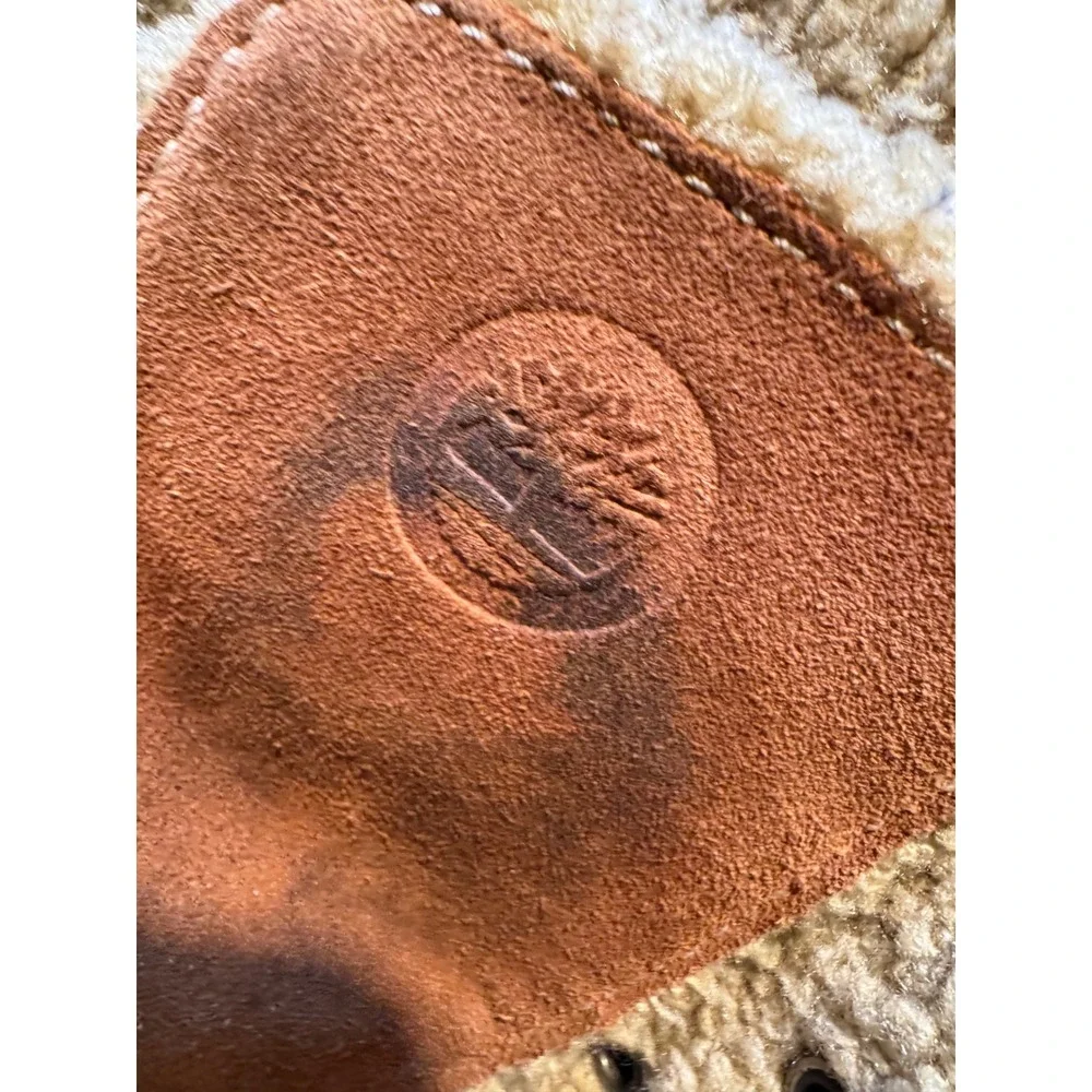 Timberland girls Shearling Lined Lace Up Boots Brown‎ Leather Winter Hiking 4